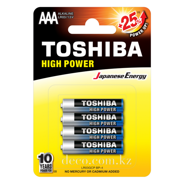 Батарейки TOSHIBA alkaline, AAА, 4 шт/уп
