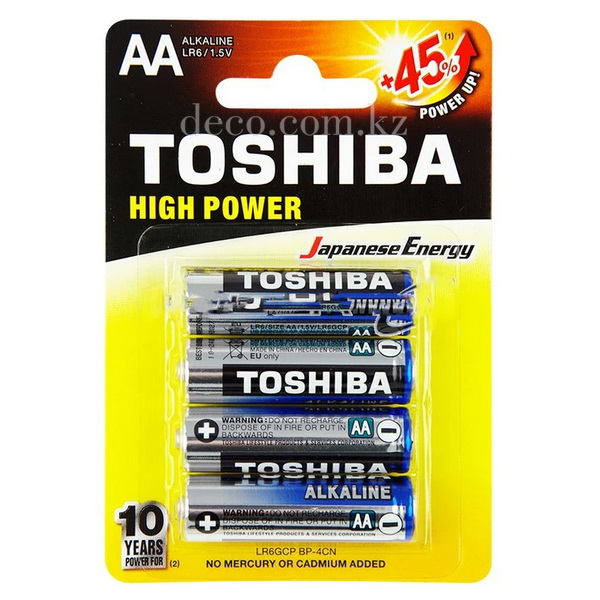 Батарейки TOSHIBA alkaline, AA, 4 шт/уп